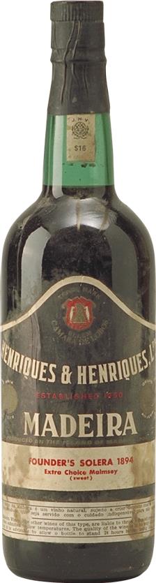Madeira 1894 Henriques & Henriques Malmsey Solera (6742)