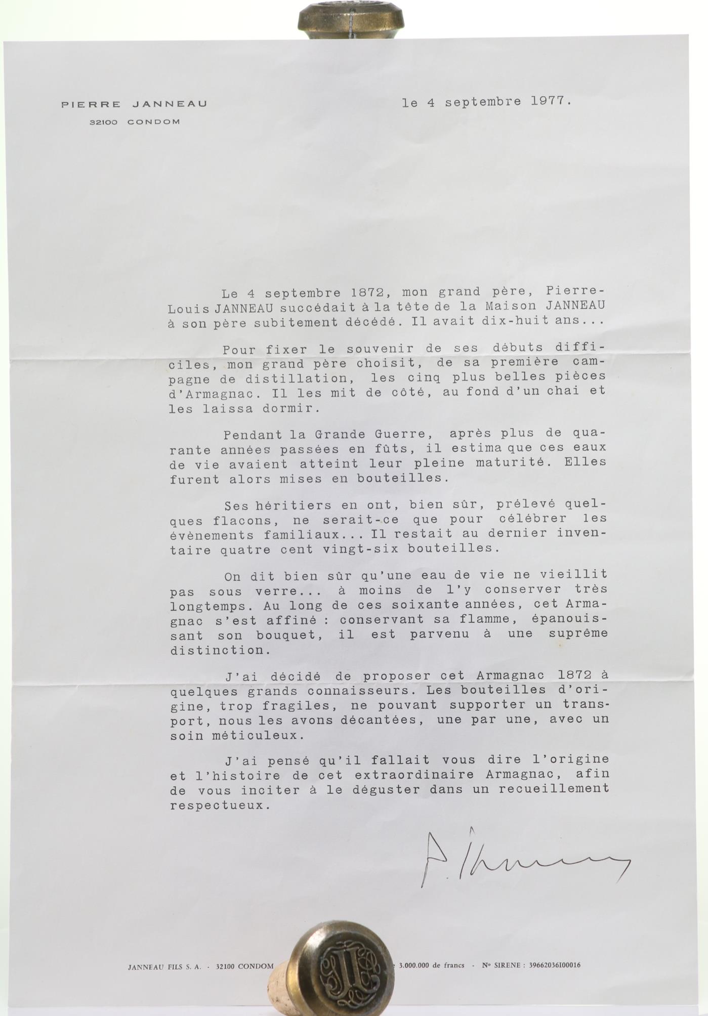 Grand Armagnac Janneau 1872